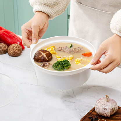 POYIPI 2 PCS Microwave Bowls with Lids Ramen Cooker Soup Bowls with Handls Microwavable Bowl Dishes Noodle Cooker Microwave Cookware for Office, College Dorm