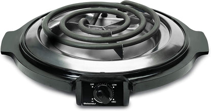 Elite Gourmet ESB-300X Single Countertop Coiled Burner, 1000 Watts Electric Hot Plate, Black, Easy to Clean