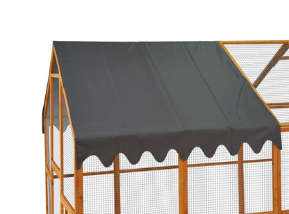 KEIKI 110" L Outdoor Large Chicken Coop with Waterproof Cover, Wire Mesh & 2 Lift Small Doors with Locks, Wood Chicken Coop House with Run for Cat Kitten Playpen, Duck, Rabbit, Quail