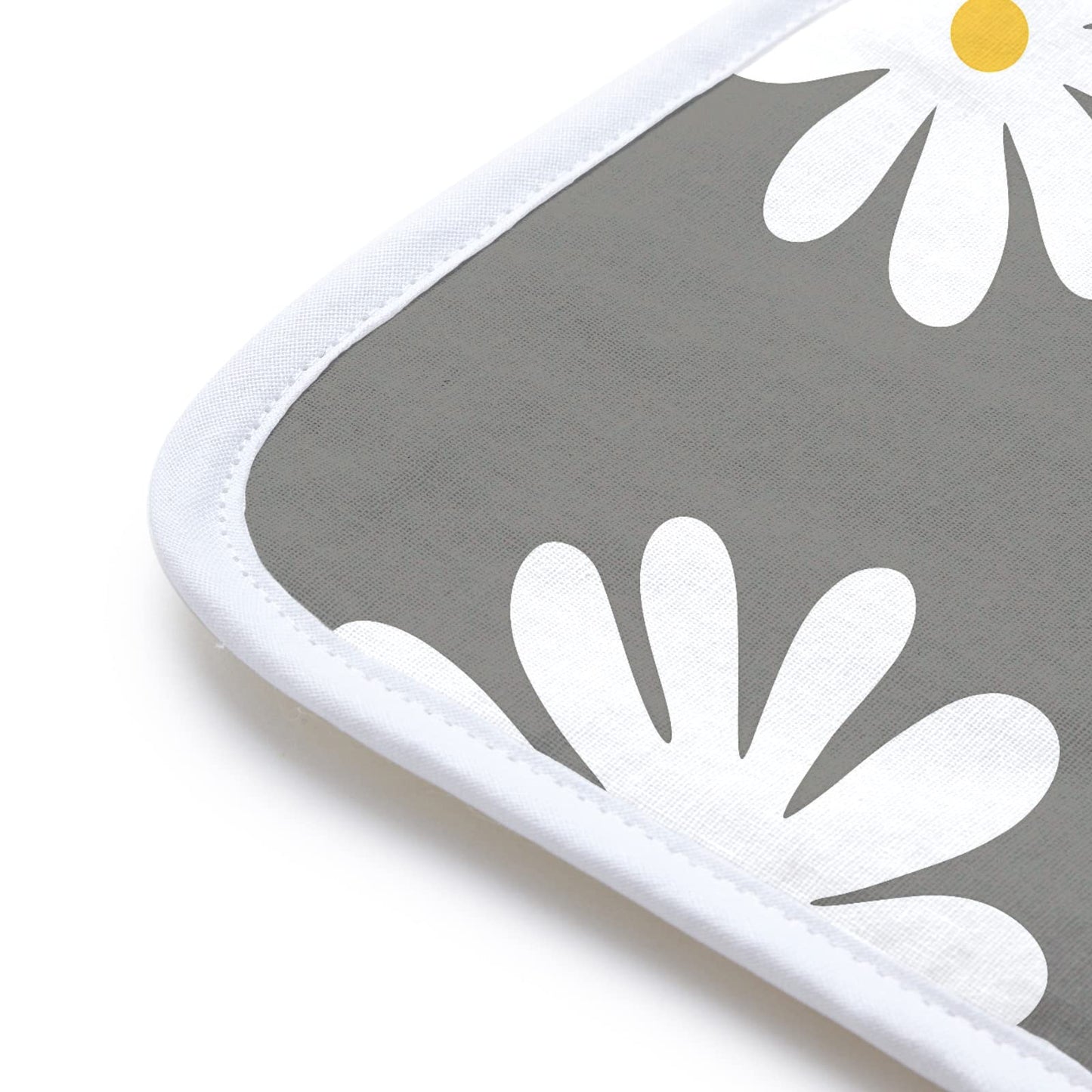 Encasa Homes Ironing Mat/Pad (Small 28"x20") with 3mm Padding & Silicone Iron Rest for Steam Pressing on Tabletop or Bed - Heat Resistant, Portable, Quilting & Travel Blanket - Daisy Grey