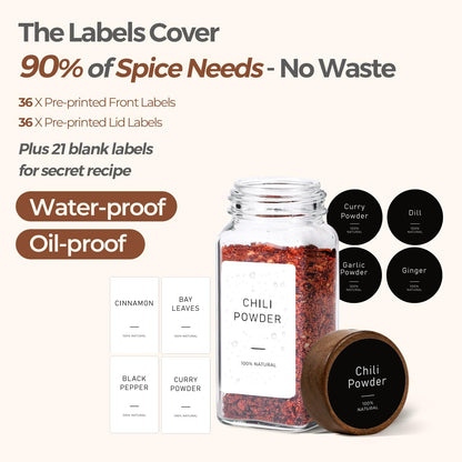 24Pcs (4Oz) ComSaf Glass Spice Jars with Label, Airtight Seasoning Containers with Lid for Home Cooks to Organizing
