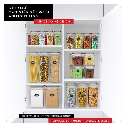 DWËLLZA KITCHEN EXTRA LARGE Cereal Containers Storage (6.3L / 213OZ) Set of 2 Family Size Bulk Cereal Dispenser Countertop, Airtight Food Storage Containers for Pantry Organization, Labels & Marker