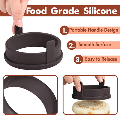 Webake Silicone Crumpet Rings Nonstick 3.5 inch Standard Size English Muffin Ring, Egg Rings, BPA-Free, Set of 4