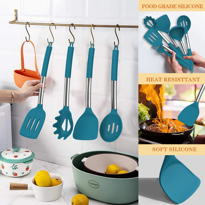 Silicone Kitchen Utensils Set, Umite Chef 43 pcs Cooking Utensils for Nonstick Cookware, Kitchen Tools-Silicone Utensil for Cooking Kitchen Set for Home Kitchen Accessories Set
