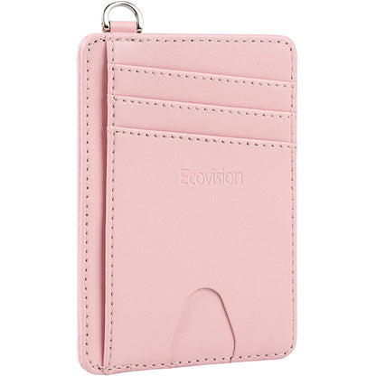 EcoVision Slim Minimalist Front Pocket Wallet, RFID Blocking Credit Card Holder Wallet with Detachable D-Shackle for Men Women
