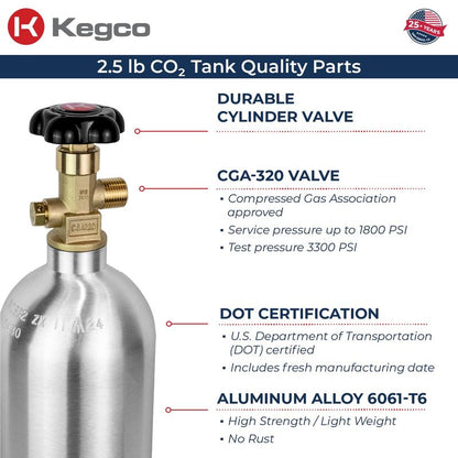 Kegco 2.5 lb. Aluminum Tank Co2 Cylinder