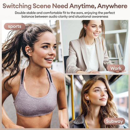 2 in 1 Clip on Open Ear Headphones Wireless Earbuds, 0 Delay Bluetooth 6.0, Ultra-long 140H Play, Auto L-R Recognition Touch Control, Hybrid Noise Reduction for Work Fitness Daily Use,Ctbuds Rose Gold