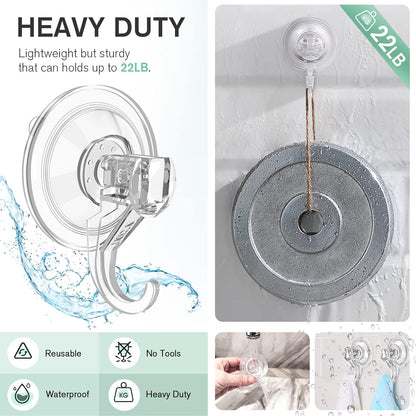 VIS'V Wreath Hanger, Large Clear Heavy Duty Suction Cup Hooks, 22 LB Removable for Halloween Christmas Wreath