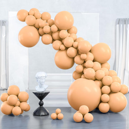 PartyWoo Nude Balloons - 100-Piece Pack in Various Sizes | Beige & Apricot Balloon Arch Kit for Celebrations