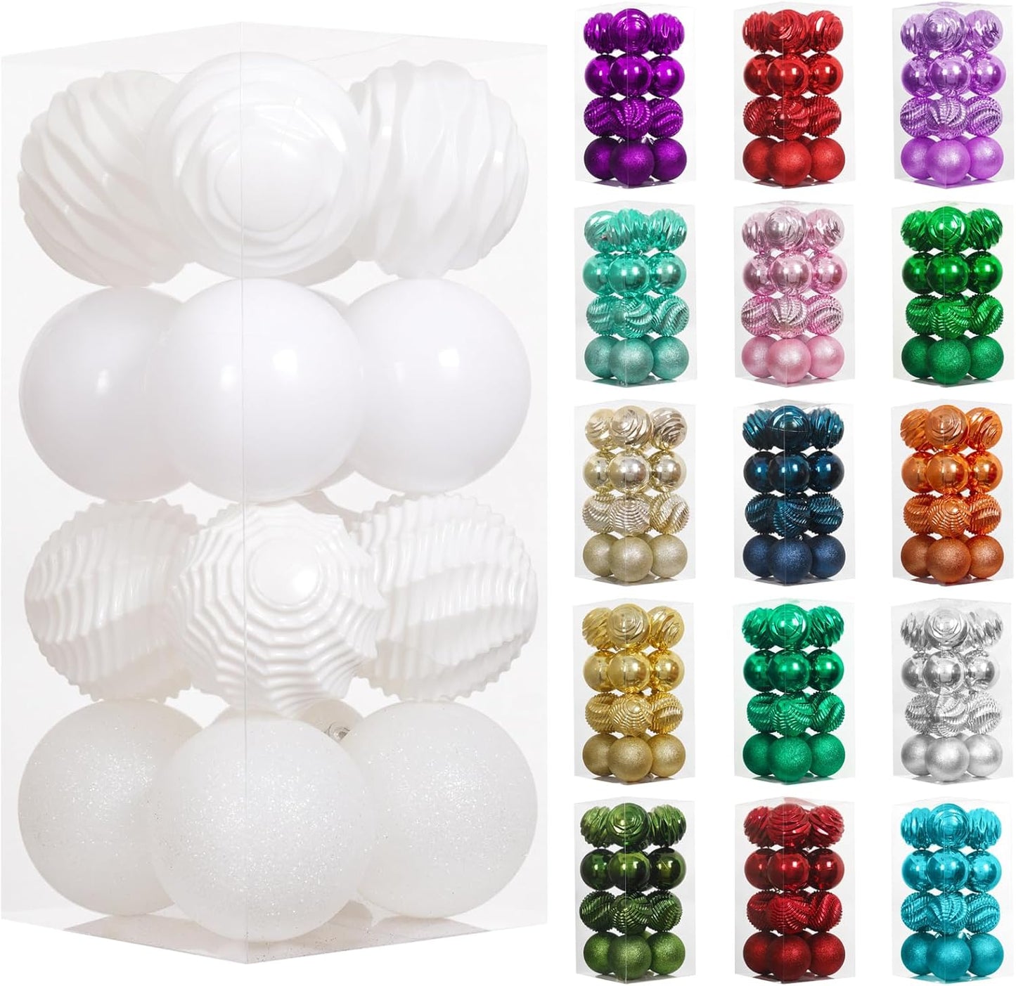 XmasExp 16ct Christmas Balls Ornaments, Shatterproof Large Hanging Ball Decorative Xmas Balls for Holiday Wedding Party