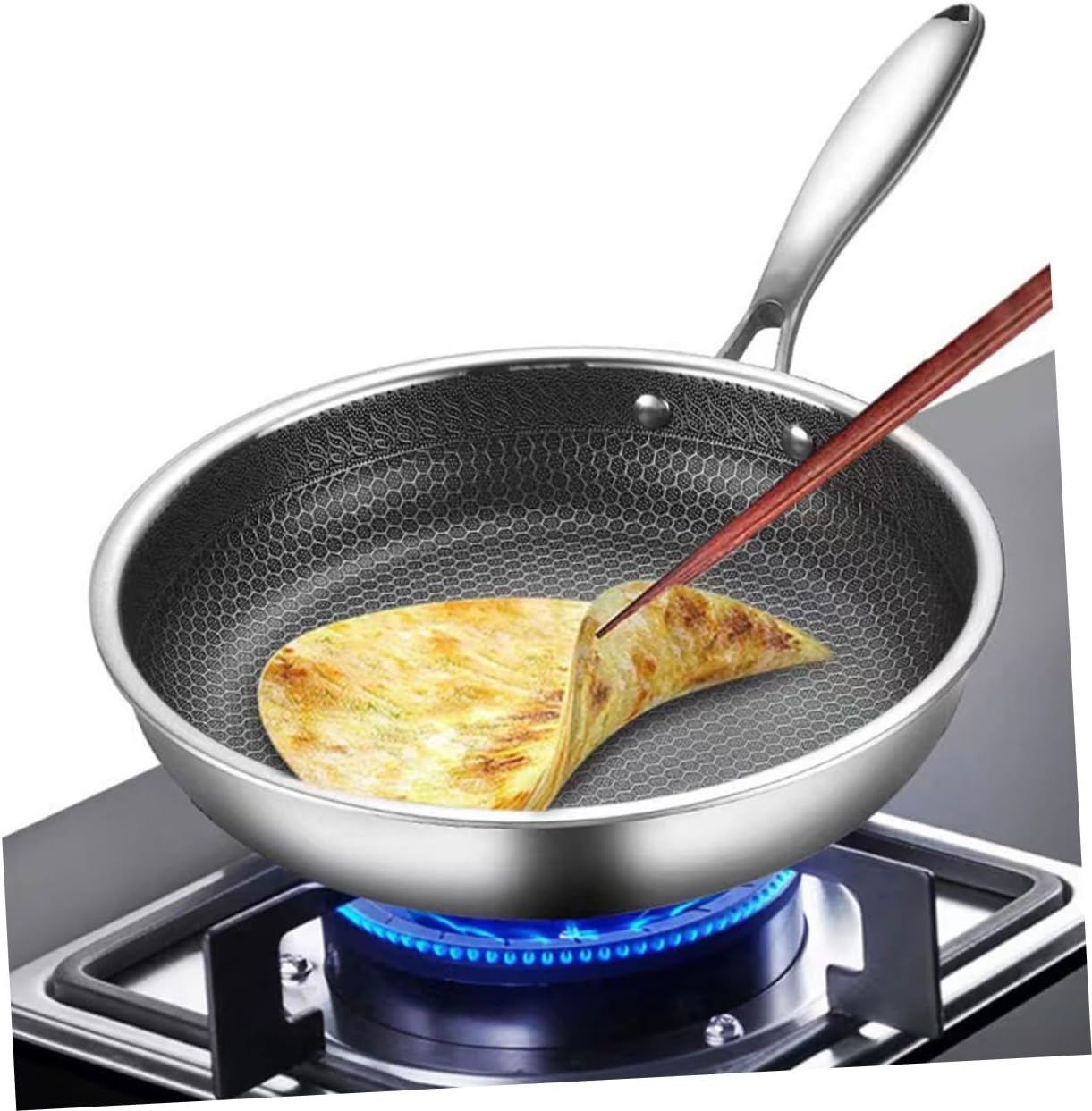 Stainless Steel Omelette Pan, Non Stick Honeycomb Frying Pan for Cooking, Small Egg Frying Pan