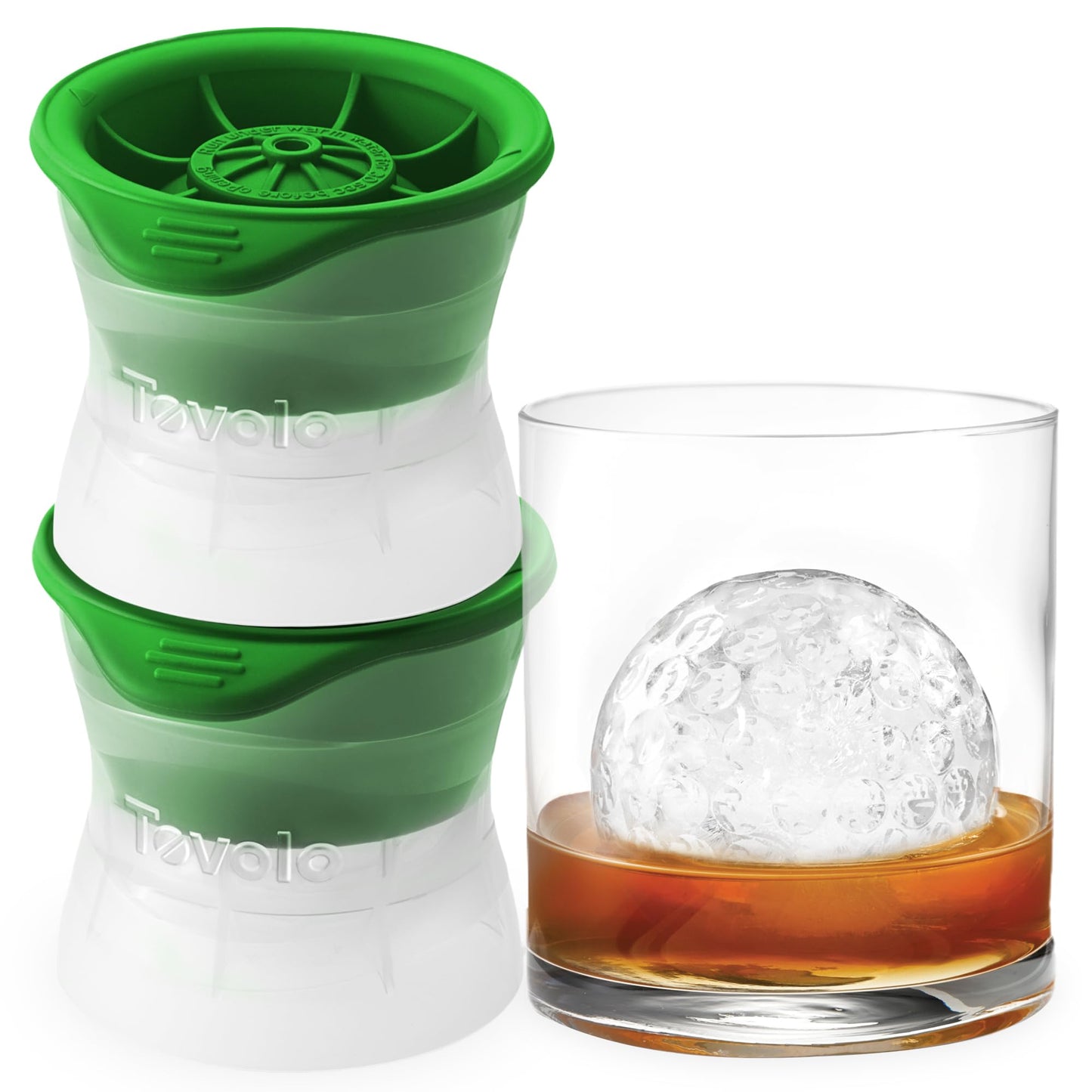 Tovolo Golf Ball Ice Cube Molds Set of 3 Large Craft Ice Sphere Molds for Whiskey Bourbon Cocktail Drinks, Easy Fill Quick Release Dishwasher Safe Golf Ice Mold, Fun Gift Ideas for Fathers & Golfers