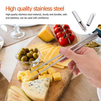TOYANDONA Portable Folding Chopsticks Set with Storage Case 304 Stainless Steel Travel Cutlery for Outdoor Office Lunch Lightweight and Kitchen Tableware