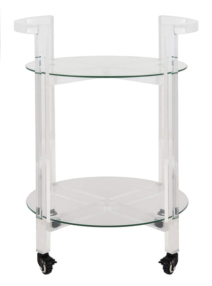 Safavieh Couture Home Jules Glam Clear Acrylic Glass Top 2-tier Bar Cart with Wheels