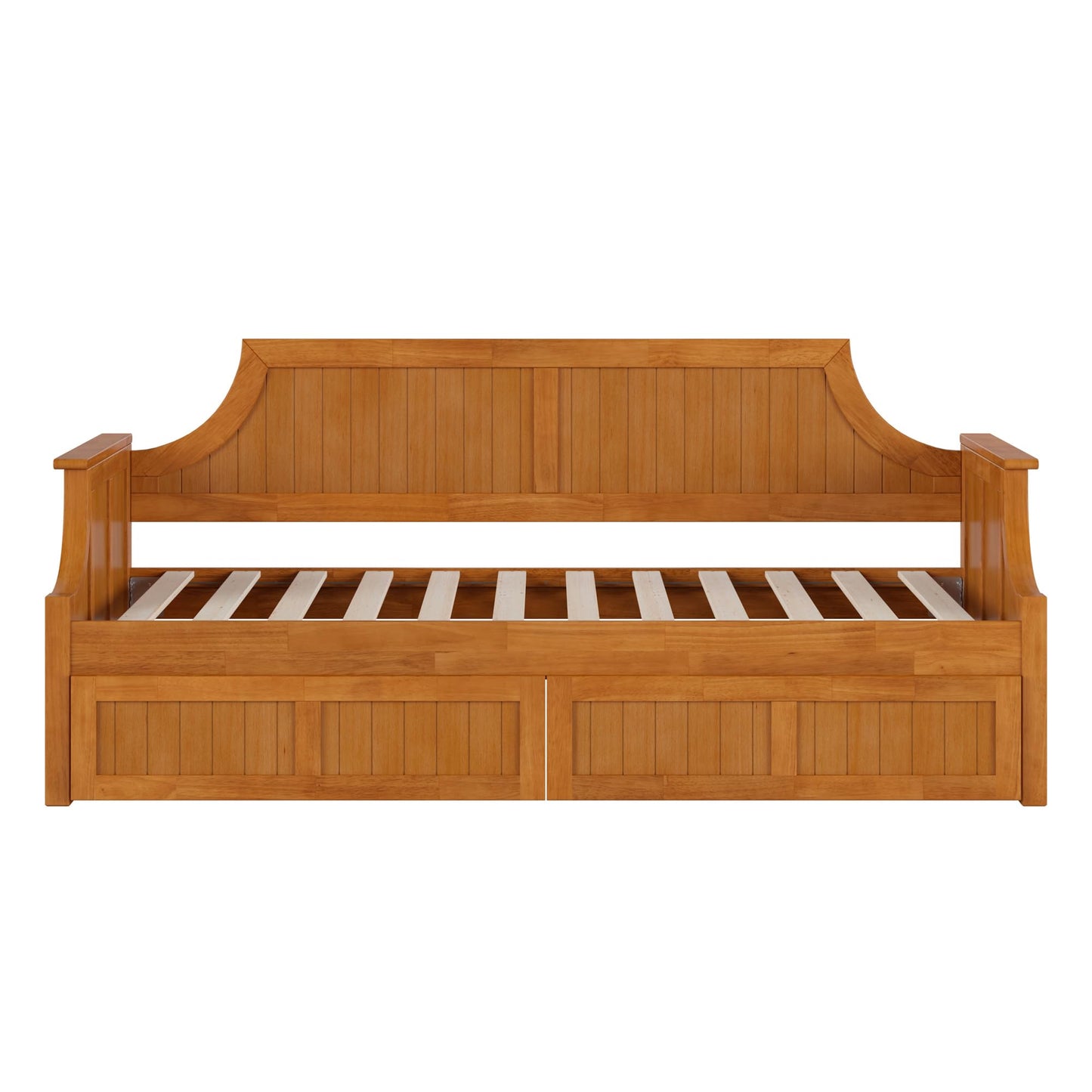 AFI, Cambridge Twin Size Wood Daybed Frame with 2 Storage Drawers, Light Toffee