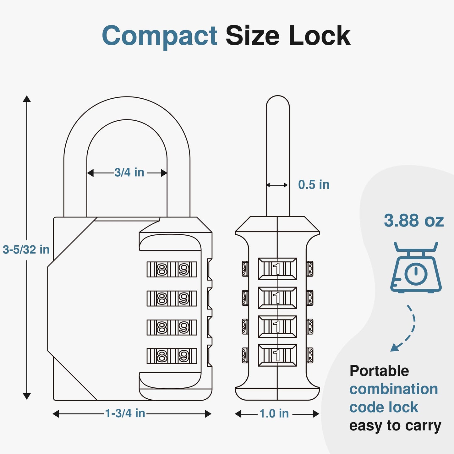 Puroma Combination Lock 4 Digit Waterproof Locker Locks Secure Outdoor Padlock for Gym Lockers, Toolboxes, Gates, Fences, Storage, Sports Locker (Peacock Blue)
