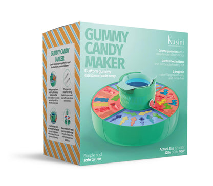 Kusini Gummy Candy Making Kit for Kids & Adults - 4 Mold Shapes, Heating Base – Gummy Bear, Candy Lab Machine Maker – Unique Fun Gifts for Kids Ages 6+ Years Old Girl & Boys, DIY Science Crafts Kits