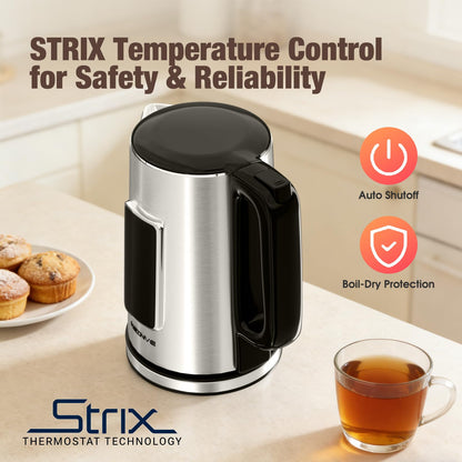 KEINVE 1.7L Electric Kettle, Touch Screen Water Boiler, Auto Shut Off, Double Wall, 6 Preset Temperatures, Fast Boil, and STRIX Control