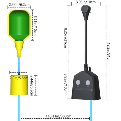 Sump Pump Alarm WiFi, Smart High/Low Water Level Alarm with Alarm-activated Outlet, Free App Alerts,Built-in Backup Battery,110dB Siren,10ft Float Switch for Septic Tank, Sump Pump, Ponds & Water Tank
