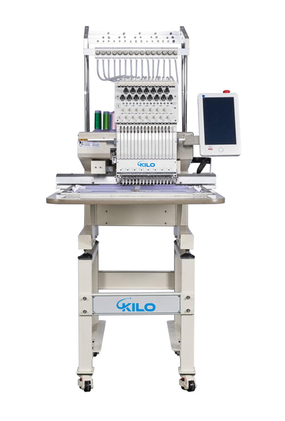Commercial Embroidery Machine, 15 Needle Computerized Embroidery Machine, Single Head, 10 Inch Touch Screen, 13 by 19. Inch Area, For Caps Hats T Shirts And Flat Garments