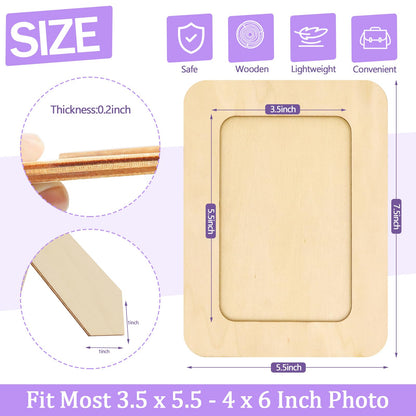 RYKOMO 20 Pack Wooden Picture Frames for Crafts, 4 x 6 Inch DIY Wood Picture Frames Unfinished Photo Frame for Valentine's Day Gift New Year Birthday Party Father's Day Mother's Day Wood Decor