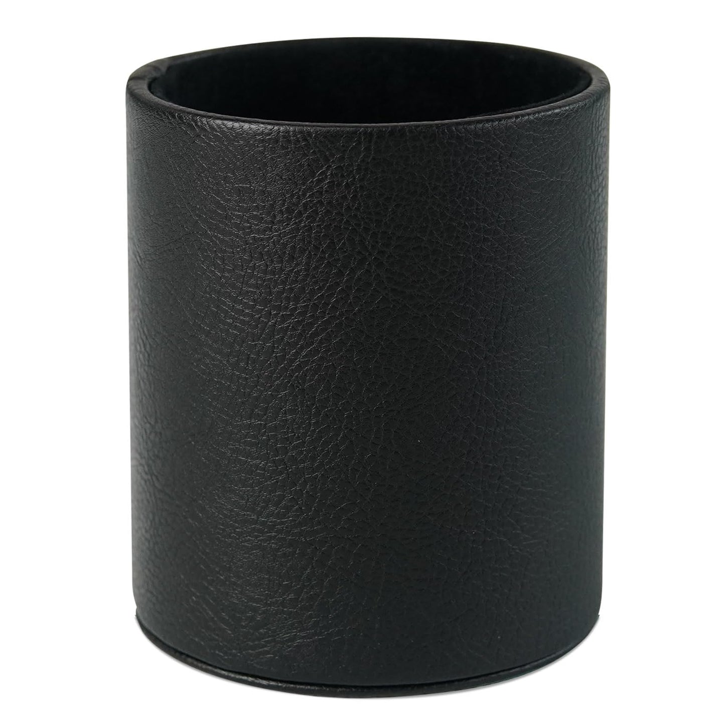 HEISHAYU PU Leather Pencil Pen Holder Cup Stand,Desk Accessories Holder,Makeup Brush Storage Organizer,Desktop Stationery Organizer for Office School Home Supplies (Black)