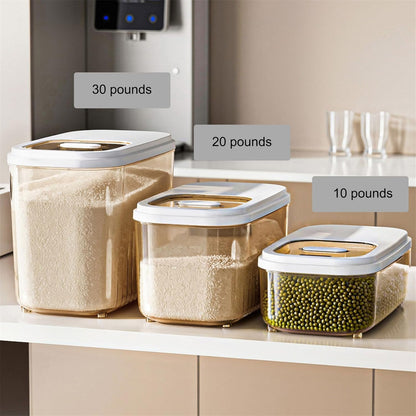 HOFSIN Rice Storage Container, Airtight Food Storage Containers 11-22 Lbs, Rice Dispenser with Measuring Cup and Small Bin for Flour Cereal Pasta Grain, Pet Bird Food Container (Small-11LBS)
