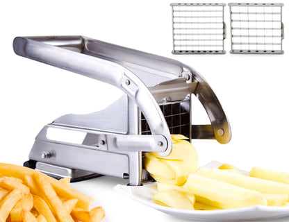 ICO French Fry Cutter, 2-blade Potato Slicer, French Fry Cutter For Potatoes with Non-slip Suction Lock Technology, Stainless Steel French Fry Press
