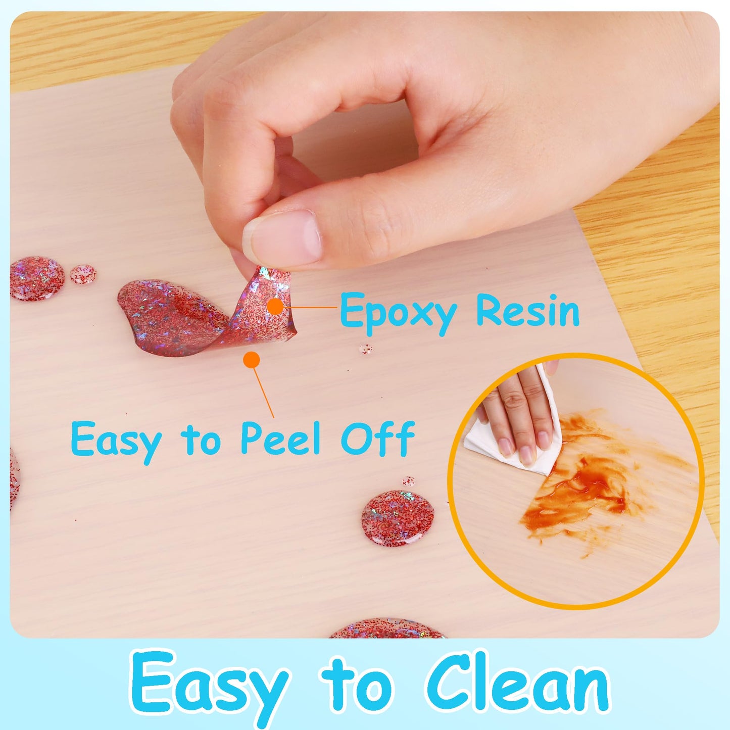 PABUSIOR Large Silicone Jewelry Crafts Mat: Non-Slip Translucent Silicone Pad, 14×20In (2/Pack), Heat Resistant, Nonstick, Clear Kids Mat for Epoxy Resin, Nail Art, DIY Sheet