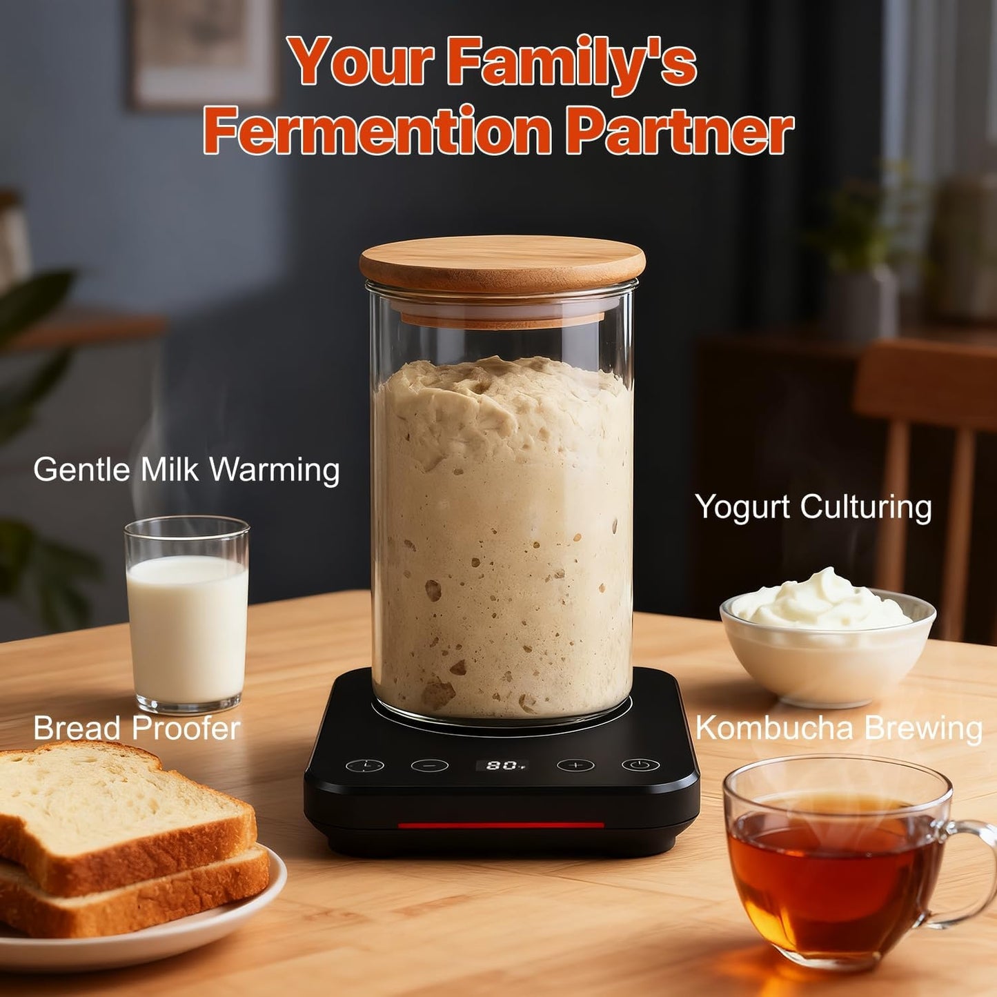 Cpvbobul 70-100 1Precision 0-12H Sourdough Starter Warmer Mat, Adjustable with Warming Heating Pad for Proofing Bread