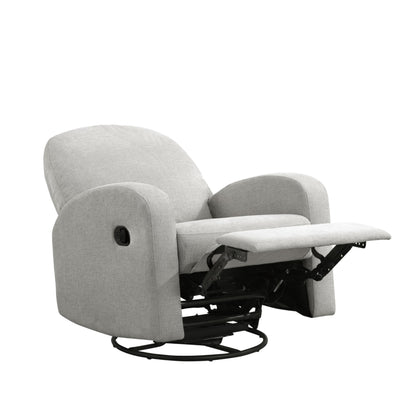 Relax-A-Lounger Palmdale 37.4" Swivel Rocker Manual Pull-Handle Recliner, Soft Modern, Pocket Coil Comfort, Black Metal Swivel Base Leg, Soft Chenille Fabric, Light Gray