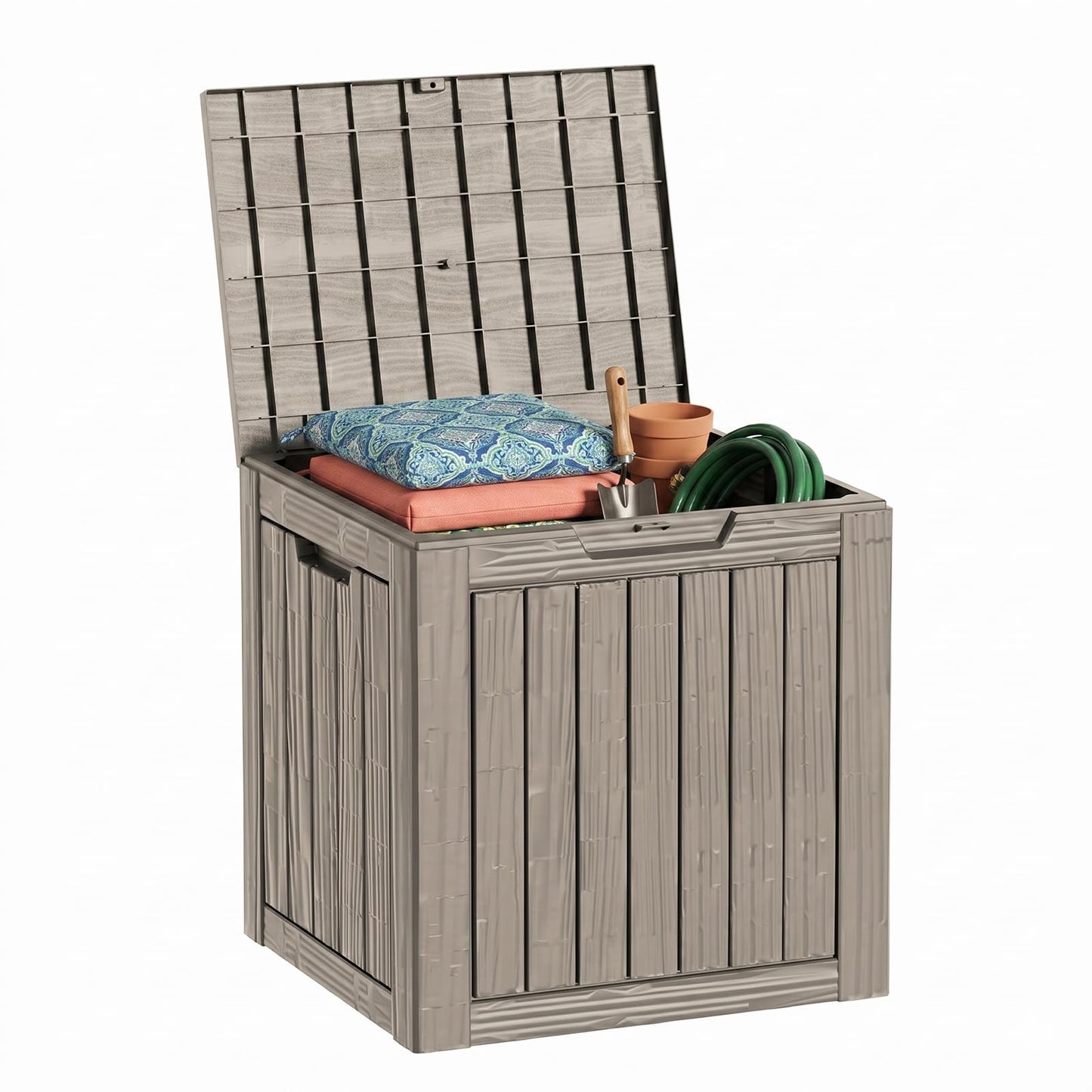 MAKINO 275 Gallon Resin Outdoor Storage Box, Waterproof Deck Box with Lockable Lid, Outside Storage Box for Patio Furniture, Pool Accessories, Garden Tools, Storage Bench for Backyard, Coffee