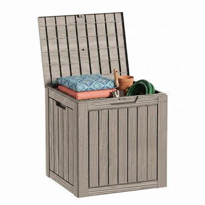 MAKINO 275 Gallon Resin Outdoor Storage Box, Waterproof Deck Box with Lockable Lid, Outside Storage Box for Patio Furniture, Pool Accessories, Garden Tools, Storage Bench for Backyard, Coffee
