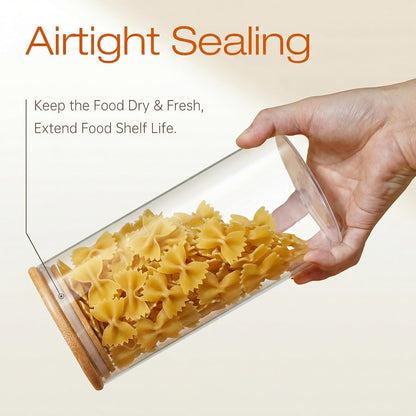 180oz x2 [Set 2], HomArtist Large Glass Flour and Sugar Containers of Glass Food Storage Containers with Bamboo Lids