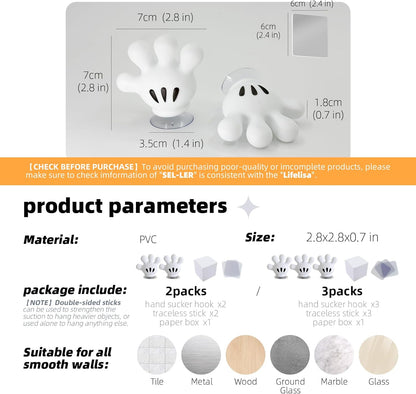 2PCS Cute Hanging Toothbrush Holder, Wall Hanging Utility Suction Hooks with Sticky Pads for Bathroom Decor