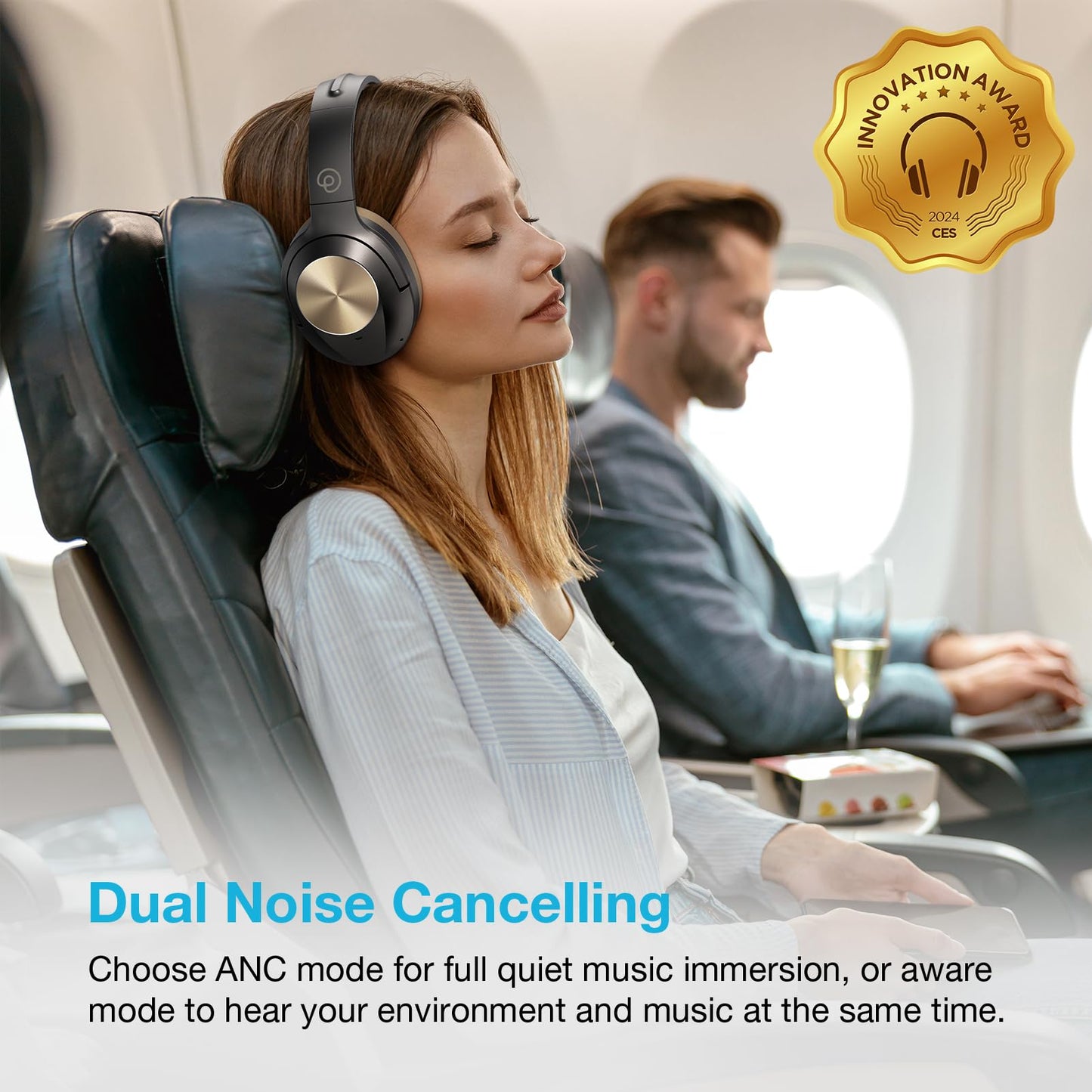 Upgrade Pro‑level Hybrid Active Noise Cancelling Headphones with HD Sound, Wireless Bluetooth Headphones Over The Ear Unequaled Comfort, Vivid Deep Bass, for Home Office Travel Birthday Gift Pcs
