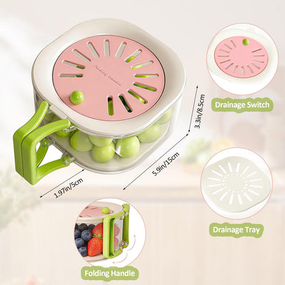 Fruit Vegetable Washing Bowl with Strainer - Multifunctional Berry Container, Produce Washer & Draining Colander Basket with Lid for Fridge Storage