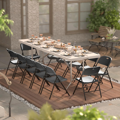 Nazhura 650 Weight Limit Heavy Duty Plastic Folding Chair with Reinfoced Steel Frame for Indoor and Outdoor, Wedding, Party, Restaurant, Meeting Room, Patio and Garden (Black, 12 Pack)