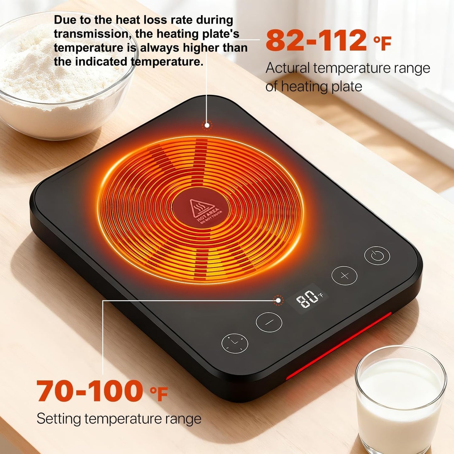 Cpvbobul 70-100 1Precision 0-12H Sourdough Starter Warmer Mat, Adjustable with Warming Heating Pad for Proofing Bread