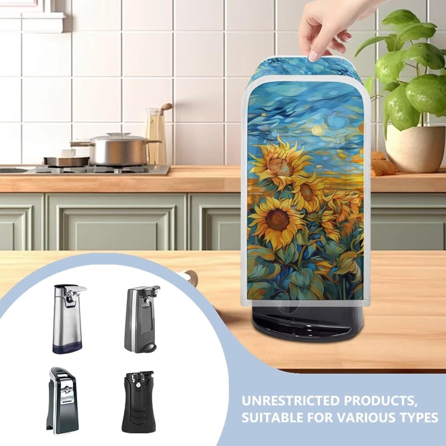 Sunflower Can Opener Covers, Reusable Electric Can Opener Cover for Home Kitchen Dining Room Decorations