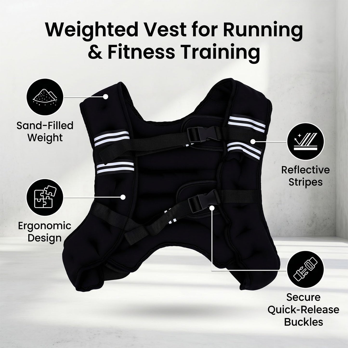 Generic Weighted Vest, Adjustable Neoprene Weight Vest for Men and Women with Reflective Stripe, Strength Training Running Jogging Workout Weightlifting (8KG)