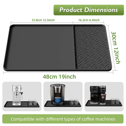 Silicone Coffee Mat with Raised Edges 19" x 12" – Waterproof Countertop Mat, Coffee Maker Pad, Espresso Machine Mat, Heat Resistant Dish Drying Mat