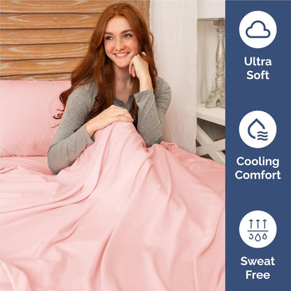 Skiennix Full Size 4-Piece Sheet Set - Comfy, Breathable & Cooling Hotel Luxury Bedding - Ultra-Soft, Deep Pockets - Baby Pink