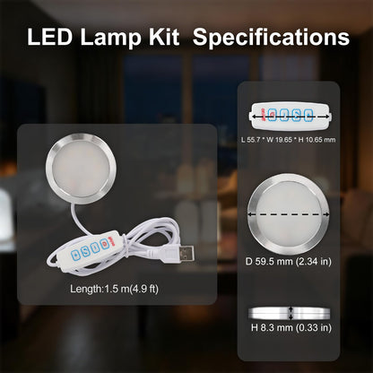 BambooSegD 3PCS LED Lamp Kit 001 Three Colors for Bambu Lab H2S/P2S/P1P/A1 Makerworld for anycubic Makeronline 3D Printer Light DIY Hardware Model Spare Parts 5V USB Powered, 3000K Warm Light