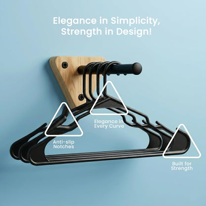 Utopia Home Plastic Hangers - Durable Space-Saving Clothes Hangers - 200 Pack in Black