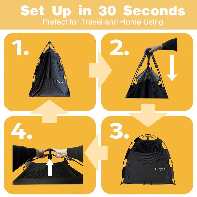 Funyoo Pop Up Blackout Tent for Babbies and Toddlers, One Click Setup Baby Travel Crib Tent, Blackout Cover for Pack N Play and Baby Crib