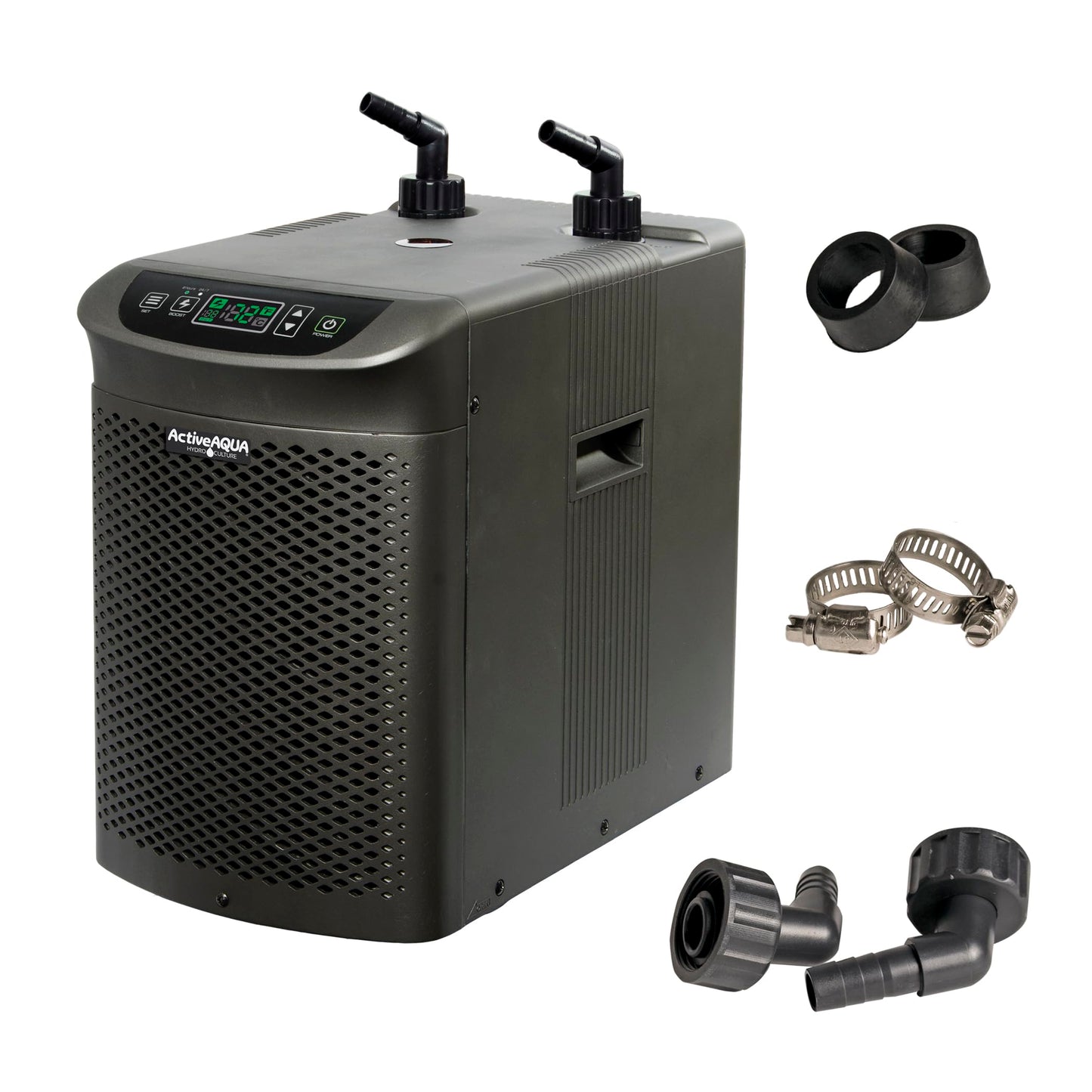 Active Aqua Hydroponic Water Chiller for Aquaponics, Plunge Baths and Aquariums, 0.25 HP - Portable Cooling System with Boost Function for 40-92 Gallon Reservoirs, Pure Titanium Evaporator Cooler