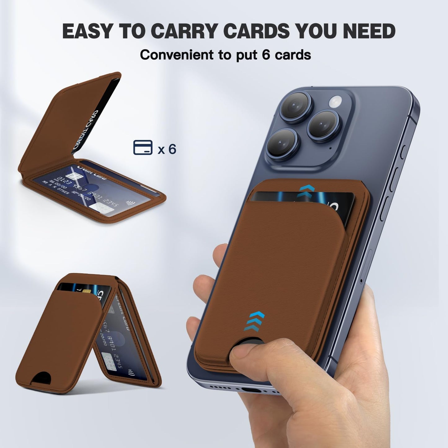 Mag-Safe Wallet Magnetic Wallet for Phone Lightweight Magnetic Phone Pouch Stand Adjustable Leather Mag-Safe Card Holder for iPhone 17/16/15/14/13/12 Series, Not for iPhone 13/12 Mini (Black)