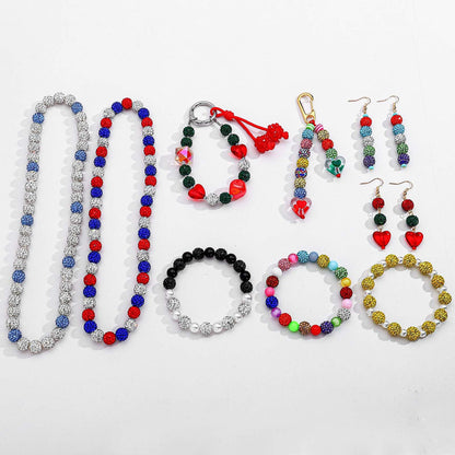 MINIMISSMIANYC 100PCS Rhinestone Beads Jewelry Making kit，10mm Crystal Color Round Sparkle Clay Beads Disco Ball Bulk Baseball Necklace Bracelets Earrings Keychain Bag Charm DIY Crafts
