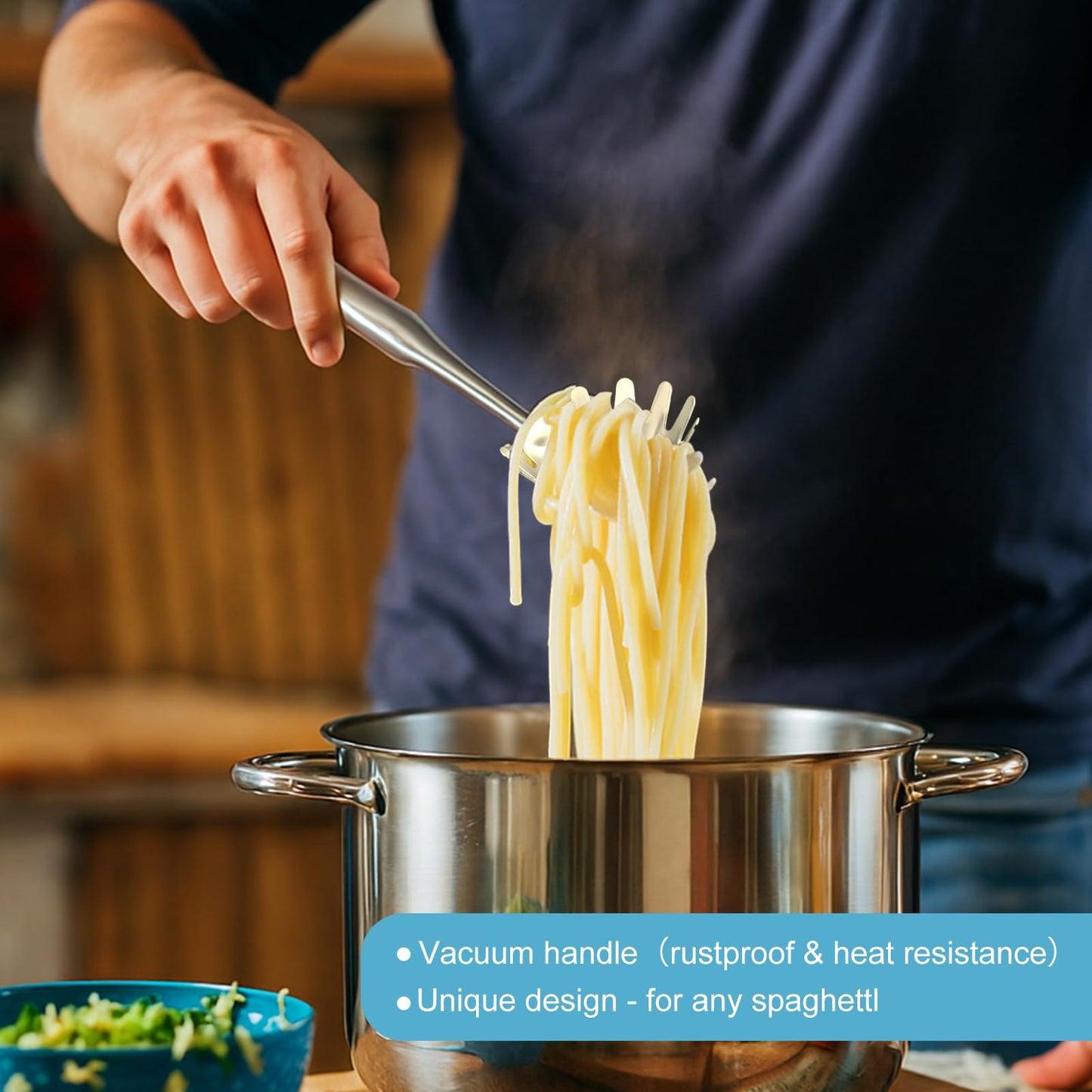 Stainless Steel Soup Ladle and Spaghetti Spoon Set - Large Ladle Spoon, Pasta Strainer, Durable Kitchen Cooking Utensils for Stirring, Serving Pasta, Soup & Sauce，Christmas Gifts
